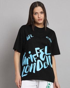 brand print loose fit crew-neck t-shirt