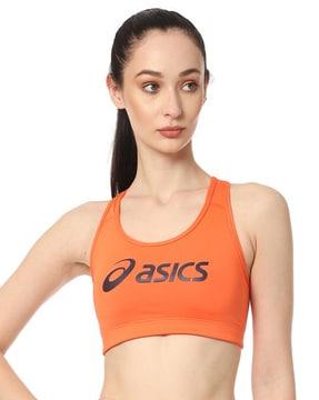 brand print padded sports bra