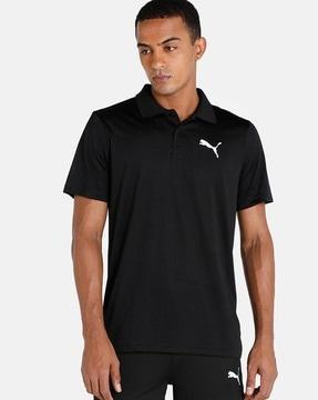 brand print polo t-shirt with ribbed collar