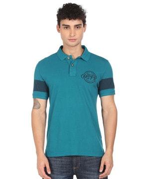 brand print polo t-shirt