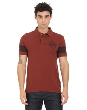 brand print polo t-shirt