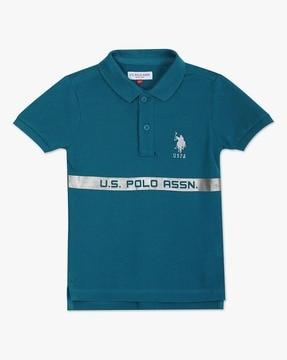 brand print polo t-shirt