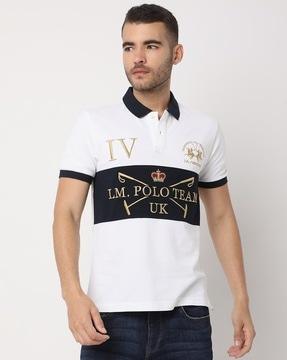 brand print polo t-shirt