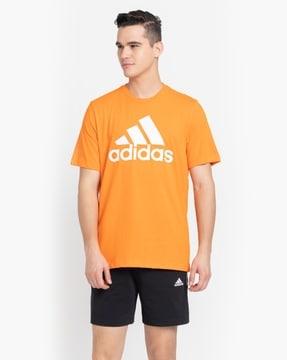 brand print regular fit crew-neck t-shirt