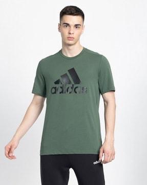 brand print regular fit crew-neck t-shirt