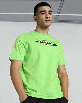 brand print regular fit crew-neck t-shirt