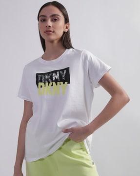 brand print regular fit crew-neck t-shirt