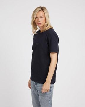 brand print regular fit crew-neck t-shirt