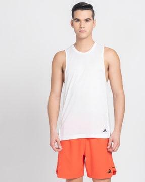 brand print regular fit crew-neck t-shirt