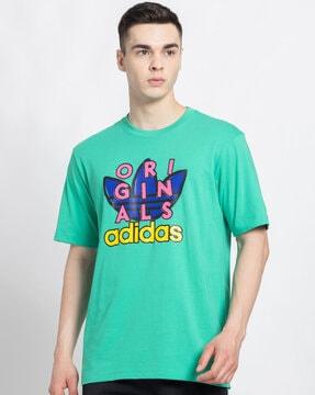 brand print regular fit crew-neck t-shirt