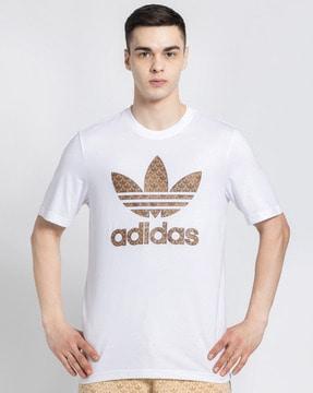 brand print regular fit crew-neck t-shirt