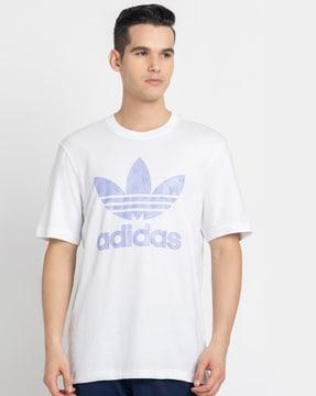 brand print regular fit crew-neck t-shirt