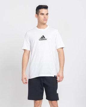 brand print regular fit crew-neck t-shirt