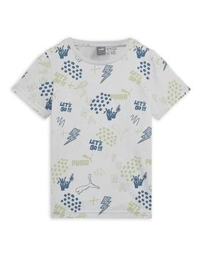 brand print regular fit crew-neck t-shirt