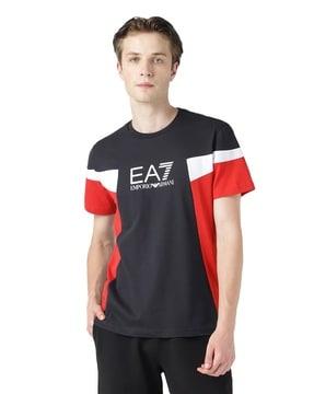 brand print regular fit crew-neck t-shirt