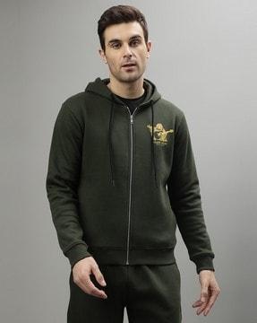 brand print regular fit hoodie