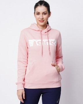 brand print regular fit hoodie