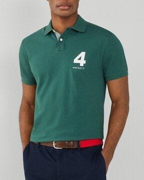 brand print regular fit polo t-shirt