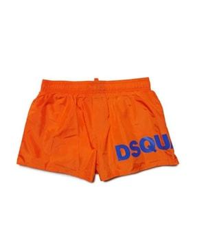 brand print regular fit shorts