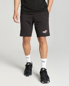 brand print regular fit shorts