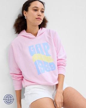 brand print relaxed fit hoodie