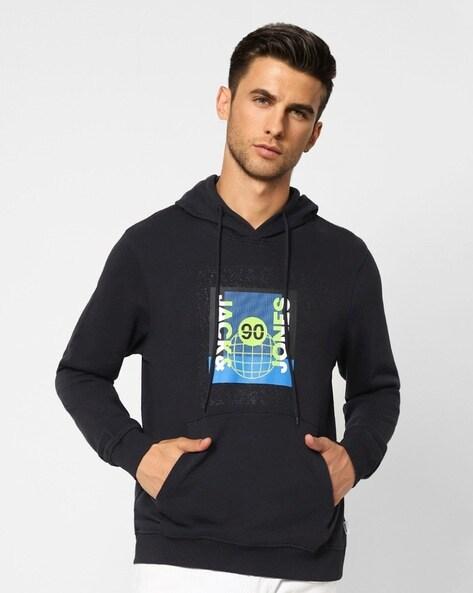 brand print ribbed hems hoodie