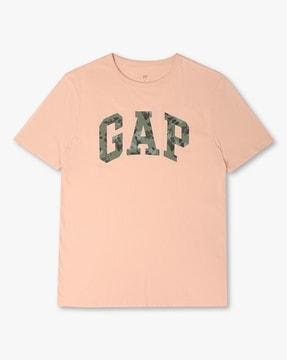 brand print round-neck cotton t-shirt