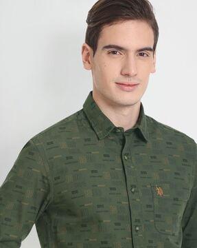 brand print shirt with patch pocket