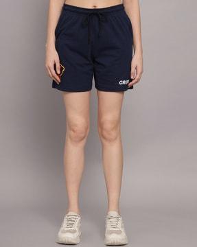 brand print shorts with elasticated waist