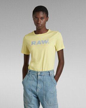 brand print slim fit crew-neck organic cotton t-shirt