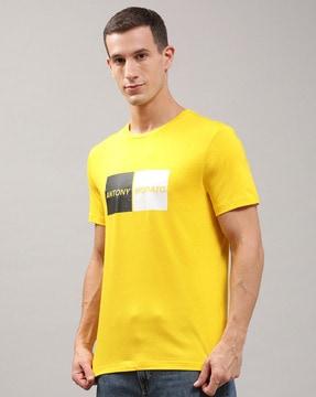 brand print slim fit crew-neck t-shirt