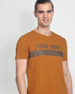 brand print slim fit crew-neck t-shirt