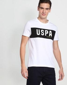 brand print slim fit crew-neck t-shirt