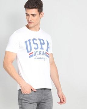 brand print slim fit crew-neck t-shirt