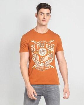 brand print slim fit crew-neck t-shirt
