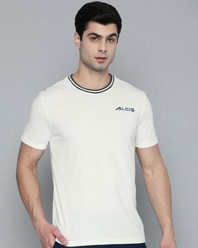 brand print slim fit crew-neck t-shirt