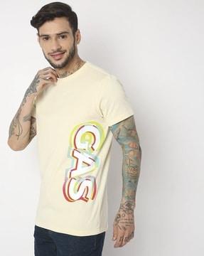 brand print slim fit crew-neck t-shirt