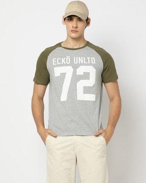 brand print slim fit crew-neck t-shirt