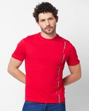 brand print slim fit crew-neck t-shirt