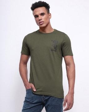 brand print slim fit crew-neck t-shirt