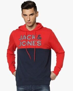 brand print slim fit hoodie