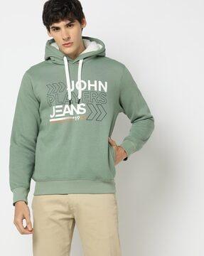 brand print slim fit hoodie