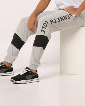 brand print slim fit joggers with insert pockets