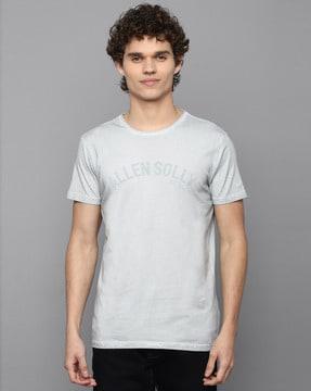 brand print slim fit round-neck t-shirt