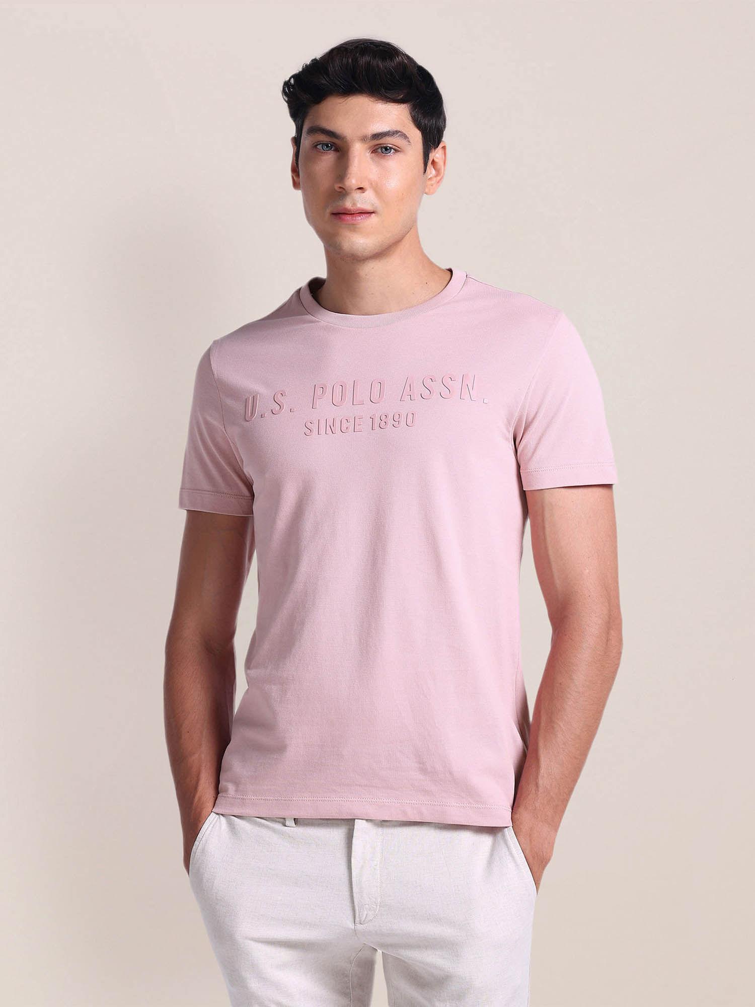 brand print slim fit t-shirt pink