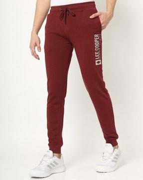 brand print slim joggers with insert pockets