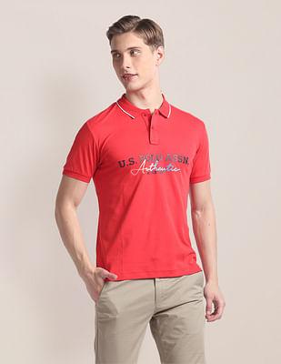 brand print slim polo shirt