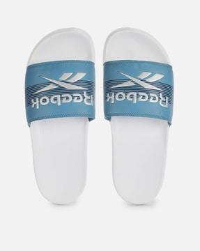 brand print slip-on slides sandals