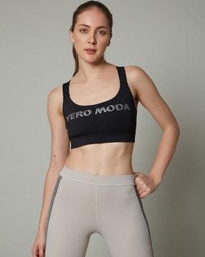 brand print sports bra