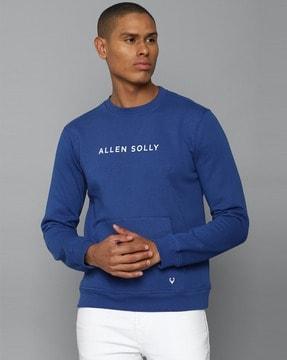 brand print sweatshirt with kangaroo pocket